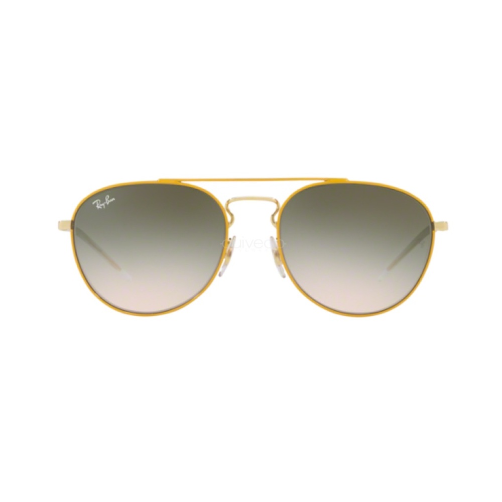 Ray-Ban RB 3589 Sunglasses with Light Green Gradient Lens & Yellow Gold Frame
